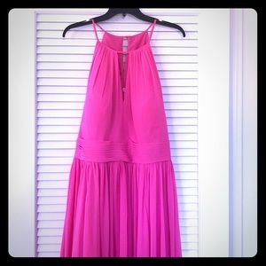 Fuchsia floor-length bridesmaid dress